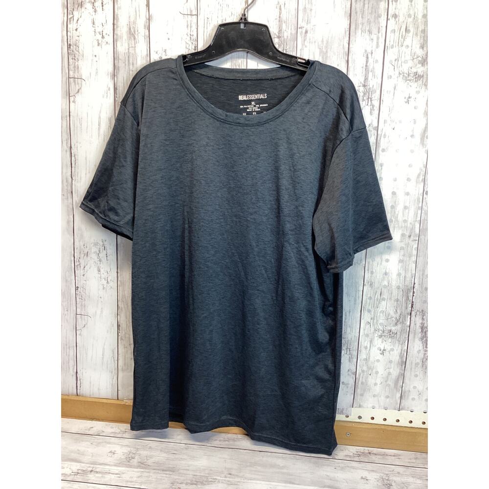 Real Essentials Mens Black Regular Short Sleeve Casual T Shirt Size XL